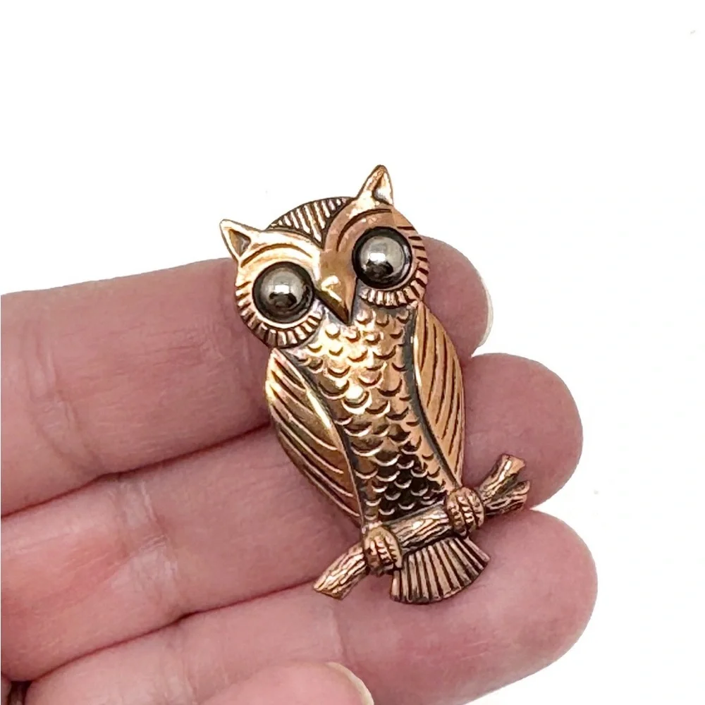 Vintage Copper Owl Brooch by Bell Trading - Picture 4 of 10